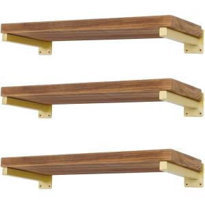 China Customized Industrial Floating Shelf Bracket Wall Mounted Metal Shelving Supports in Black on sale