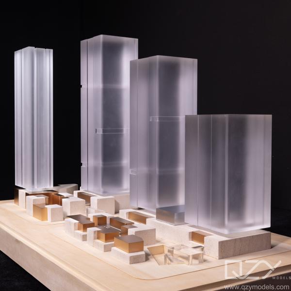 1:400 Scale Architectural Model in Acrylic Plexiglass with Conceptual Minimalism Style for Display