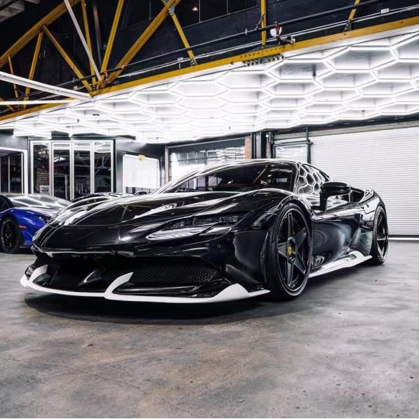 SF90 Ferrari Carbon Fiber Body Kit 1016 Style Front Lip Air Intake Black Spoiler Fender