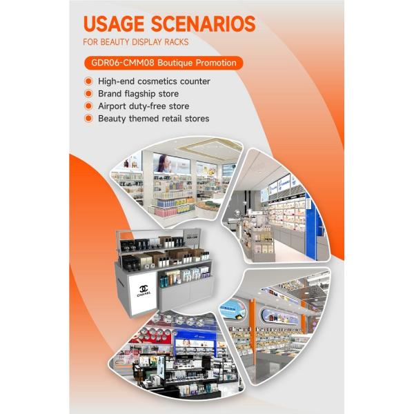 GDR06-CMM08 Makeup Display Stand with 60mm Soft Film Light Box and LED Strips for High-End Cosmetics Store