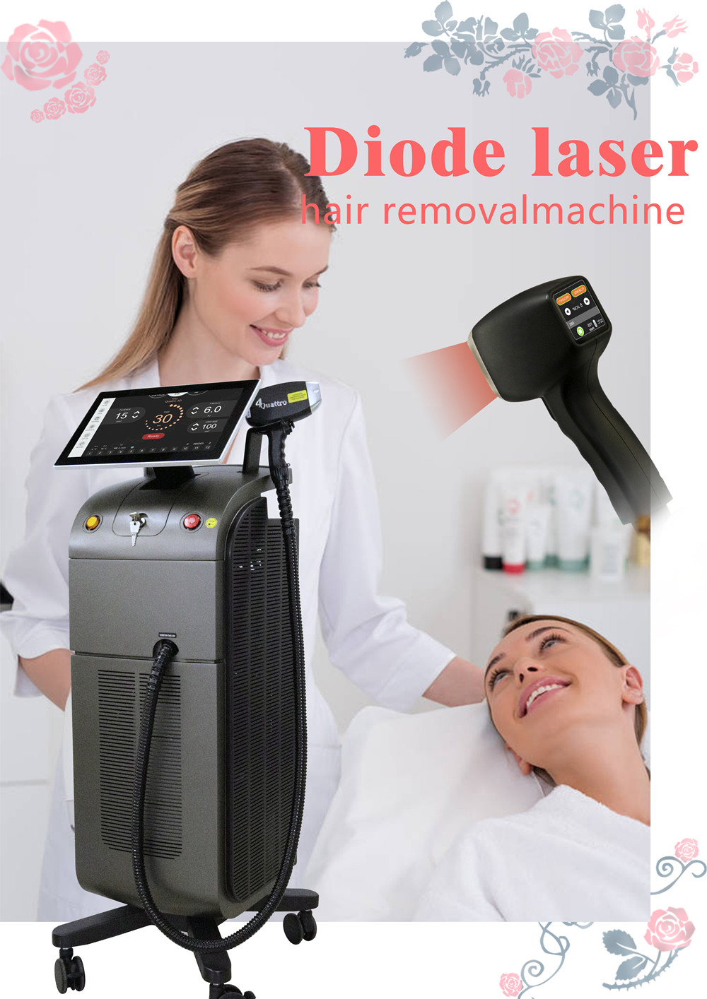 Professional Titanium Ice Platinum Laser Hair Removal Machine with 3 Treatment Modes