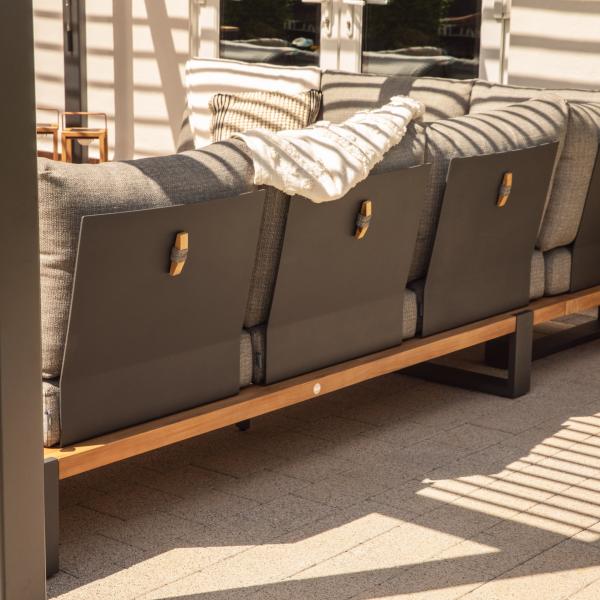 Modern Stylish Teak Wood Outdoor Corner Sofa Lounge Set for Commercial Hotel Villa