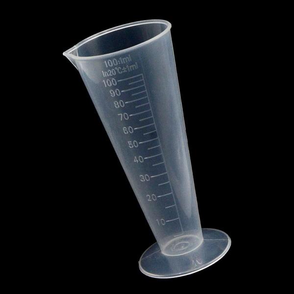 100mL Plastic Graduated Measuring Cup Capacity Beaker Cone Shape Round Base Labs Kitchen Clear