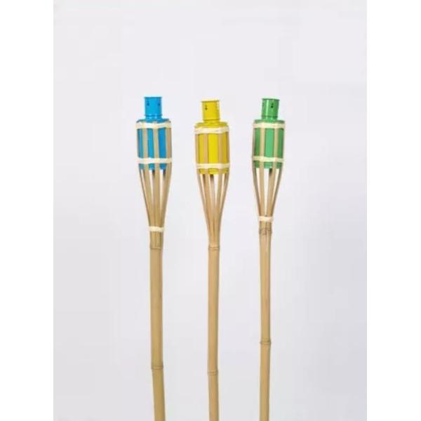 Buy Natural Bamboo Tiki Torch With Black Metal Wick Holder For Outdoor Decoration at wholesale prices