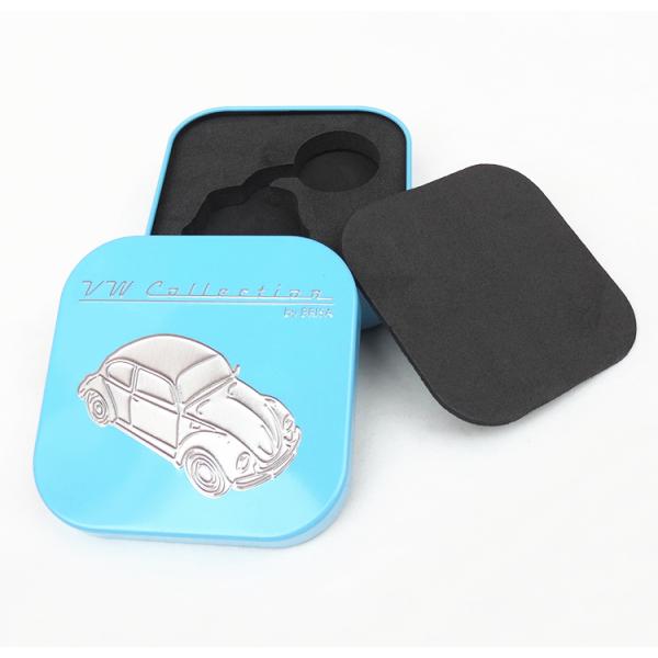 Customized Commonly Used printing and Embossing logo square Metal Tin box/Tin can with EVA foam