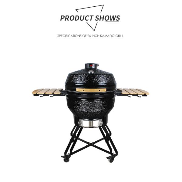 KIMSTONE Kamado BBQ 26 Inches Grande Black Monster XXL Egg Charcoal Barbecue Grill Smoker