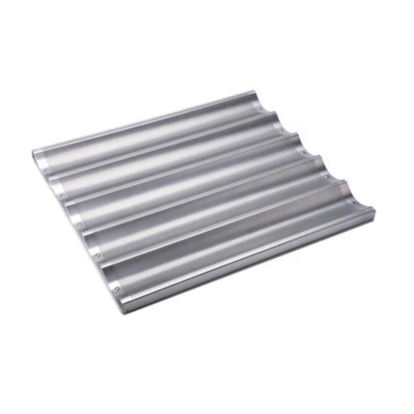 5 slotted aluminum french bread baking pan non-stick baguette baking tray for