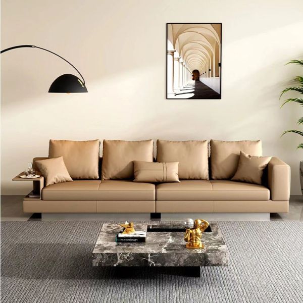 Sectional Customized Size Sofa Set Featuring Genuine Soft Luxury Leather Curved C Shaped Design 5 8 Seater