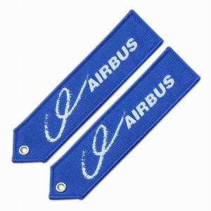 Merrowed Border Custom Woven Keychain Pantone Embroidery 130×30mm