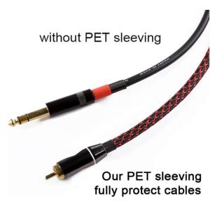 Black And Red PET Expandable Braided Sleeving Abrasion Resistant Cable