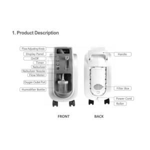 96% high purity, 1 litre oxygen concentrator machine for physical therapy with