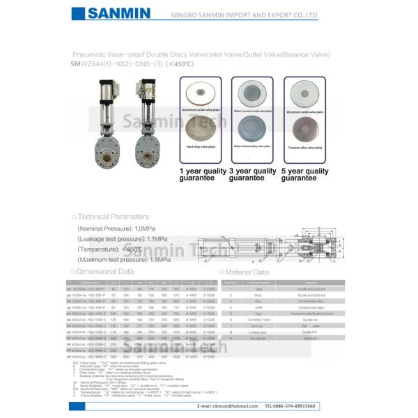 Pneumatic Wear-proof Double Discs Valve Inlet / Outlet Double Disc Valve Balance Valve