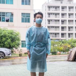 Round Neck Single Use 107x128cm Disposable Isolation Gown