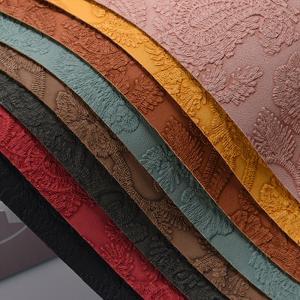 3D Retro Floral Embossed PVC Leather For Handbag Packaging Box Decorative Fabric