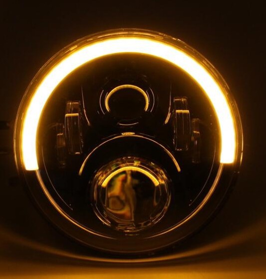 Buy 3rd generation angel eye Silver/Black bottom Round 7inch LED headlight 120W headlamp for jeep JK driving headlights at wholesale prices