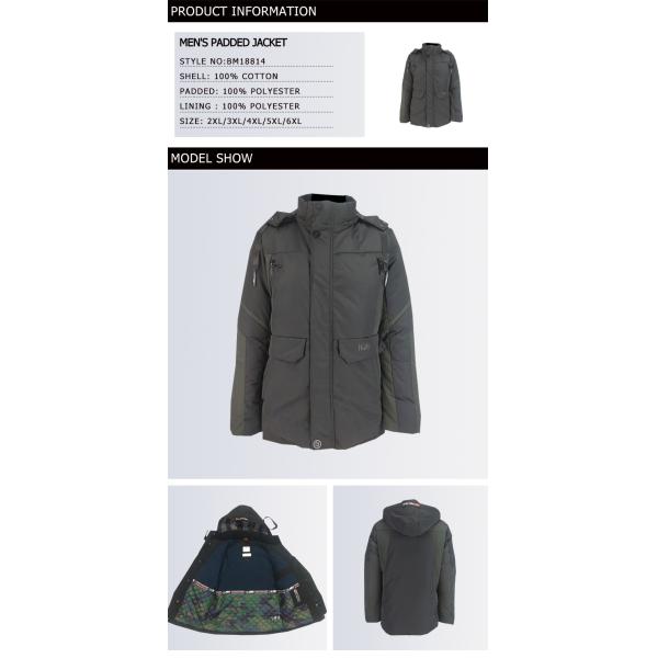 Casual Style Mens Light Padded Jacket 100% Polyester Lining Anti Fouling