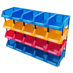 DIY 53kg Stackable Plastic Bins Blue Yellow Green