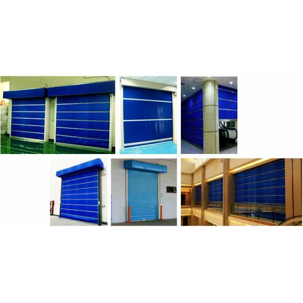 Blue 1.2mm Curtain 0.25KW Fireproof Garage Door