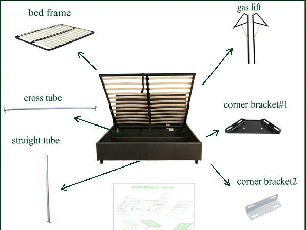 Angle Iron Hydraulic Pressure Bed Frame Support For Lift Up Bed