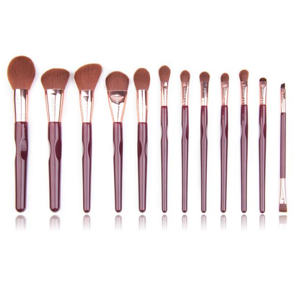 Buy 12pcs Three Concave Synthetic Hair Makeup Brush With Wooden Handle at wholesale prices