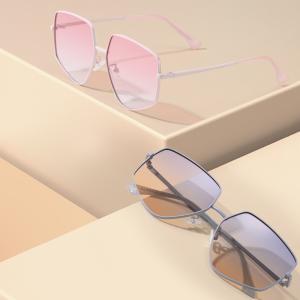Personalized Polygonal Metal Frame Sunglasses Eye Protection OEM