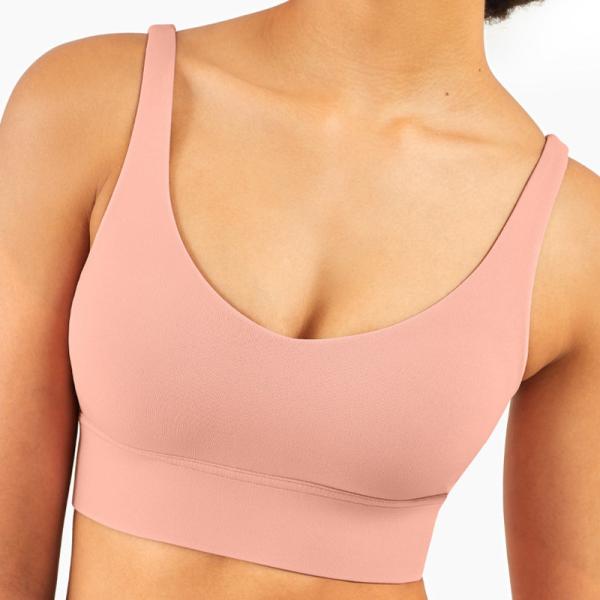 Nylon Spandex Deep V Neck Sports Bra Gathered Skin Friendly