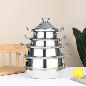 Multifunction Stackable Flat Bottom Kitchen Cooking Pot Set Stainless Steel