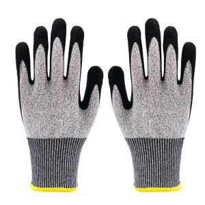 POPALM Safety Anti Cut Work Gloves , Sandy Nitrile Coated Gloves For Construction Work