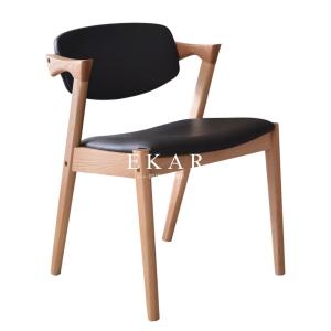 China For Home Hotel Furniture Black Leather Wooden Wood Chair Restaurant Dining FL-F086 on sale