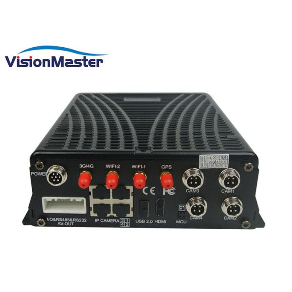 Black 4 CH IP Camera GPS Mobile DVR DC 8 - 36V Graphical User Interface With 4G