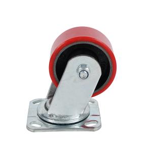 Red PU Iron Rigid Cableway Trolley Hanger Heavy Duty Swivel Wheels Caster Zinc