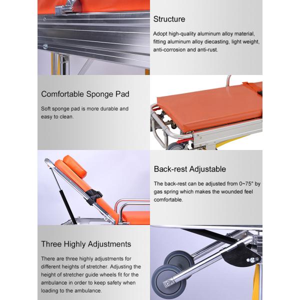 Hospital Medical Adjustable Patient Trolley Aluminum Alloy Emergency Rescue Folding Patient Transfer Transport Ambulance