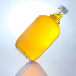 Customized Logo Round Shape Liquor Glass Bottle with Handle and Screw Cap