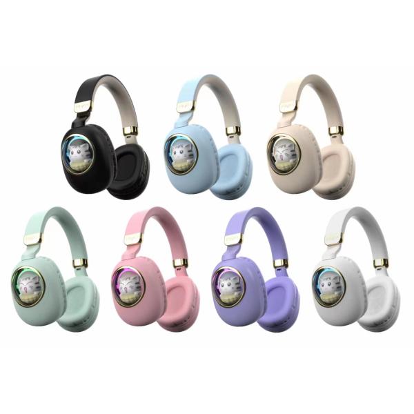 Bluetooth Wireless Kids Earphones Noise Cancelling with LED Glowing