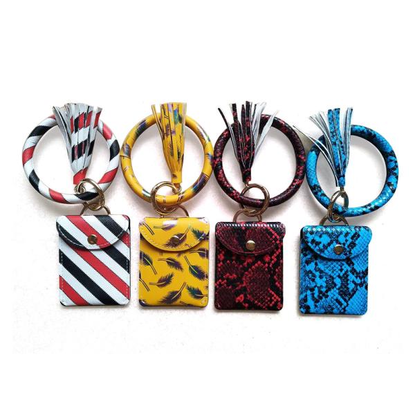Buy Chorme Plating Bangle Key Rings , ODM 9x7CM Wrist Keychain With Wallet at wholesale prices