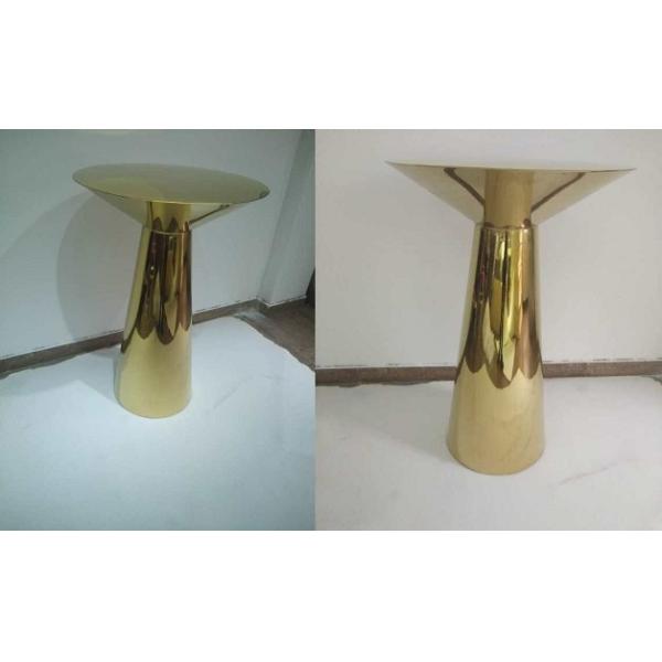 Contemporary design Round Gold stainless steel High Bistro table Pub table for hotel Club Cafe