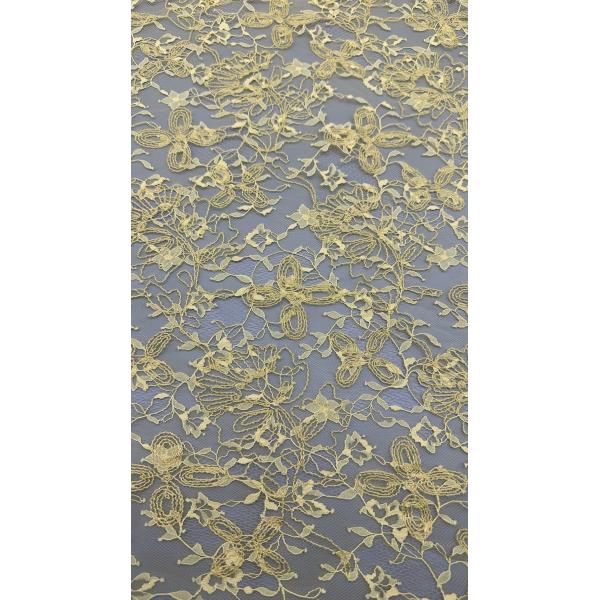 Yellow Durable and Elegant Embroidery Luxary Flower Embroidery Fabric Lace Fabric Wedding Birthday Occasions