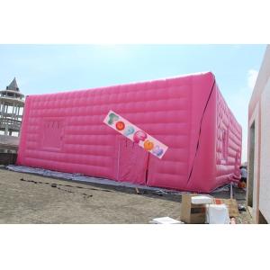 Pink Fabric Inflatable Stitching Cube , Blowers Sewn Inflatable Cube Tent