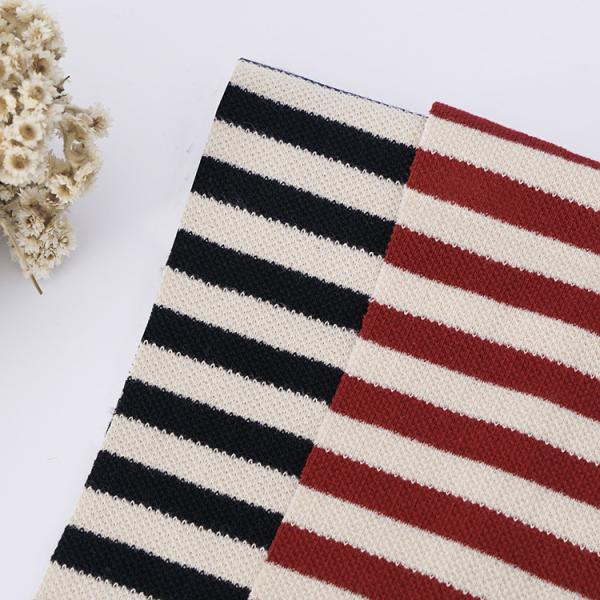 Buy Custom Striped Cotton Fabric Breathable French Terry Pique Texture at wholesale prices