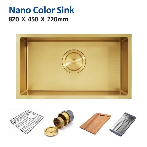 Buy Gold Brushed Coloured Stainless Steel Sink 32 1/4"  Undermount Kitchen Sink 82x45 at wholesale prices