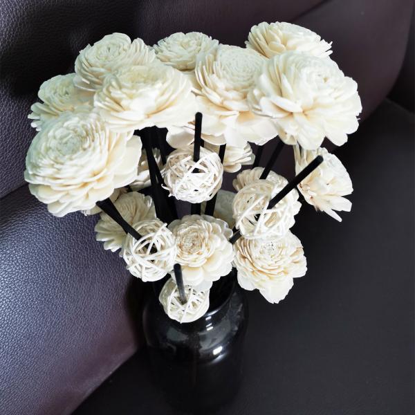 Scented Wood Dried Sola Flower Reed Diffuser 15cm With Cotton Wick For Decorative