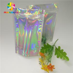 Custom Plastic Mylar Resealable Stand Up Pouches Holographic Cosmetics Packaging