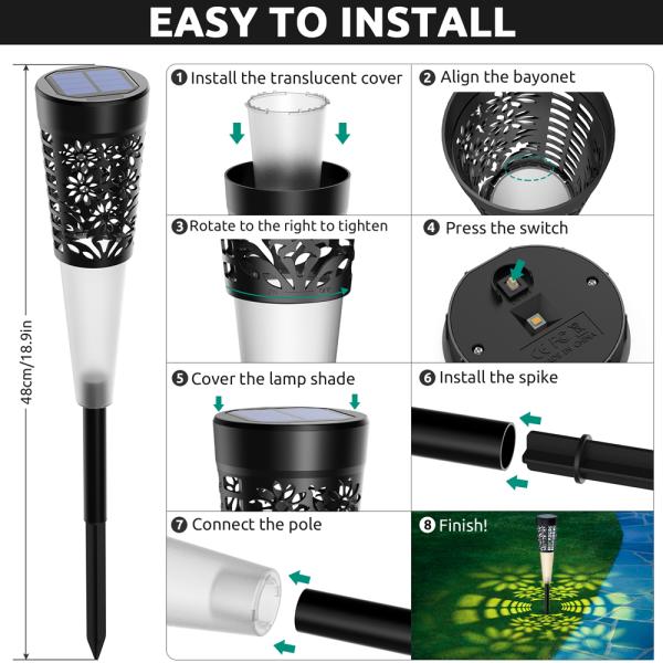 Solar Garden Walkway Lights LED Solar Powered Lights 3500K Warm White