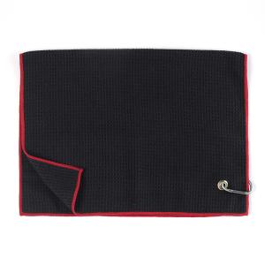 Easy Carrying Black Microfiber Golf Towel Microfiber Waffle Weave Microfiber