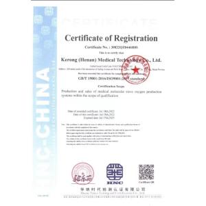 Henan Kerong Gas Equipment Co., Ltd Certifications