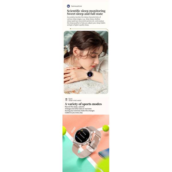 IP68 Waterproof Ladie'S Fitness Smart Watch Sleep Tracker 360x360 220mAh