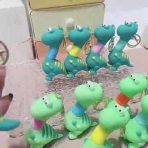 Year Gift Tastless Animal Silicone Stainless Steel Pendant Keychain with Cartoon