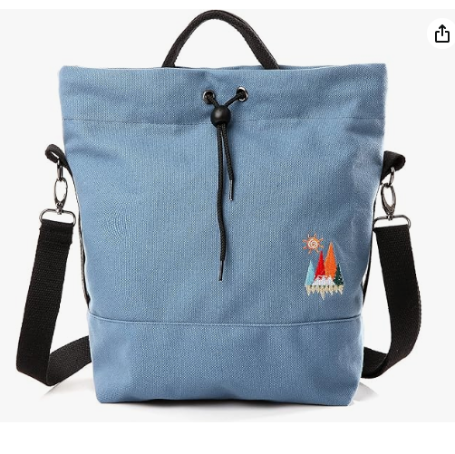 Women Canvas Tote Handbags Casual Shoulder Work Bag Crossbody Bag with Sunshine Embroidery