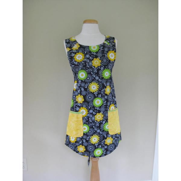 Ladies Apron, Floral Apron, Kitchen Apron, Full Cooking Apron, Gift For Women, Yellow Apron, cooking Apron, Adult Aprons