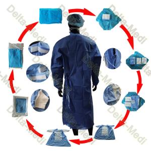 SMS 45gsm Sterile Disposable Surgical Gown With Double Layers Packing